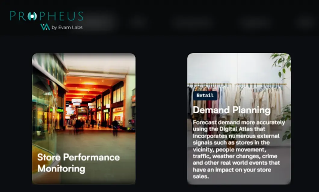 A screenshot from the Propheus AI Website